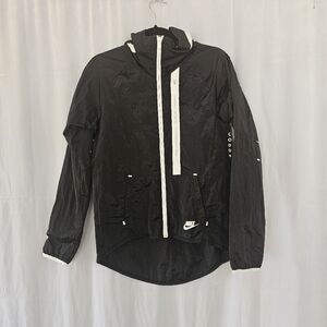 Nike Womens Black Tech Moto Cape Zip Up Hooded Jacket 699882-010 Size S